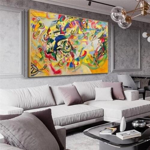 Famous Abstract Graffiti Art Canvas Painting by Kandinsky Wall Art Posters Prints Wall Pictures for Living Room Home Wall Decor