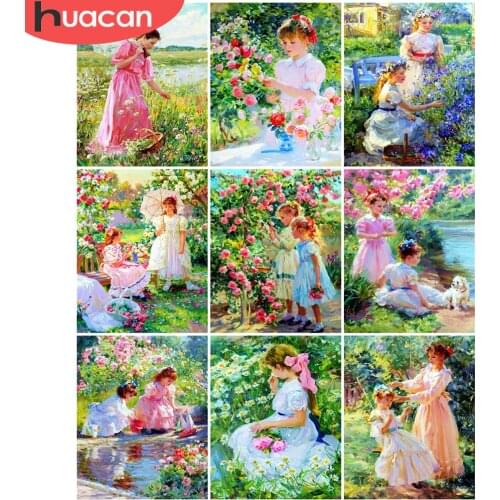 HUACAN Painting By Numbers Girl Figure Acrylic Wall Art Unique Gift On Canvas Picture By Numbers Garden For Living Room