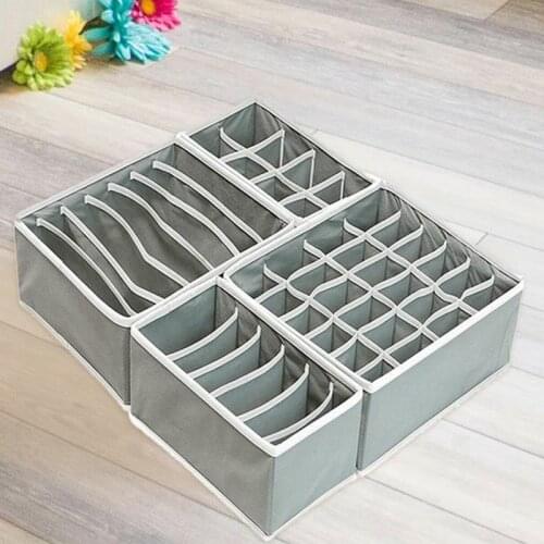 4pcs/Set Underwear Bra Organizer Storage Box 2 Colors Drawer Closet Organizers Boxes For Underwear Scarfs Socks Bra Multi Size