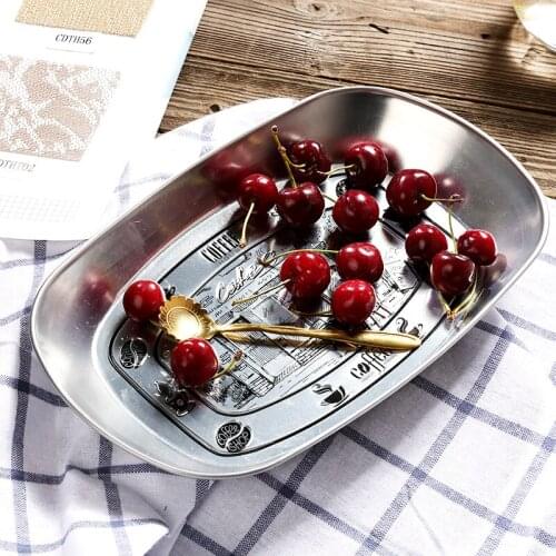 European-style Creative Candy Plate Home Vintage Fruit Plate Storage Plate Japanese Tinplate Tray Breakfast Plate Snack Plate