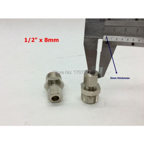 Free shipping copper fitting 1/2" x 8MM High Quality Double Ferrule Tube Pipe Fittings Threaded Male Connector, brass fitting