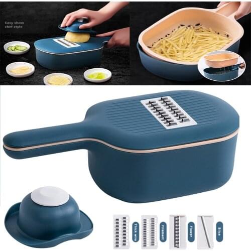 Multi-function Potato Carrot Cucumber Mandoline Slicer Cutter Grater Shredders with Strainer / Kitchen Fruit and Vegetable Tools