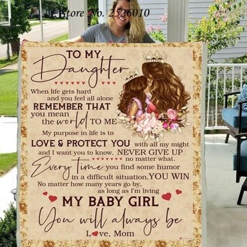 Throw Blanket TO My Daughter Letter Blanket 3D Print Sherpa Blanket on Bed Home Textiles Blanket HBTY XMAS Gift 07