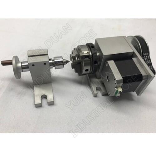 4 axis rotation A axis 4th rotary& 4 jaws Sanou K02-63 2.5inch 63mm chuck & MT2 Tailstock For Router Woodworking CNC