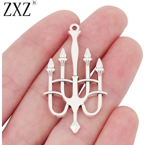 ZXZ 10pcs Alloy Large Candle Holder Charms Pendants for Necklace Jewelry Making Findings 50x27mm