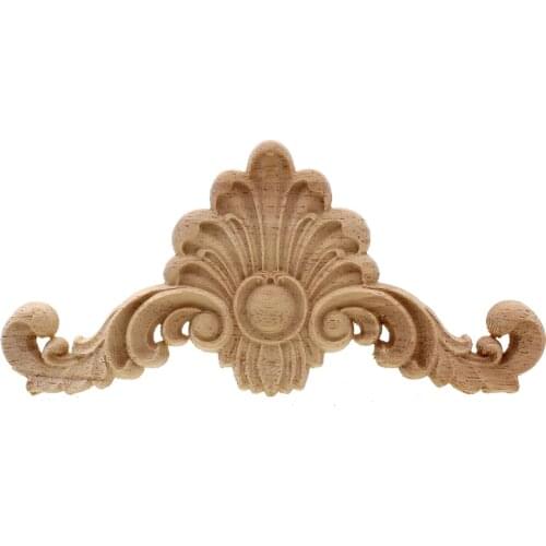 Runbazef Woodcarving Decal Pretty Patterns Wood Appliques Carved Miniatures Wooden Figurine Crafts Furniture Window Home Decor