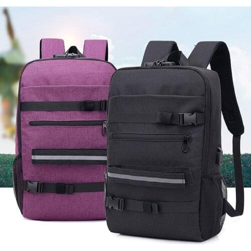 Women Men Backpack Bag USB Port Password Anti-theft Large Capacity for Laptop Travel WHShopping