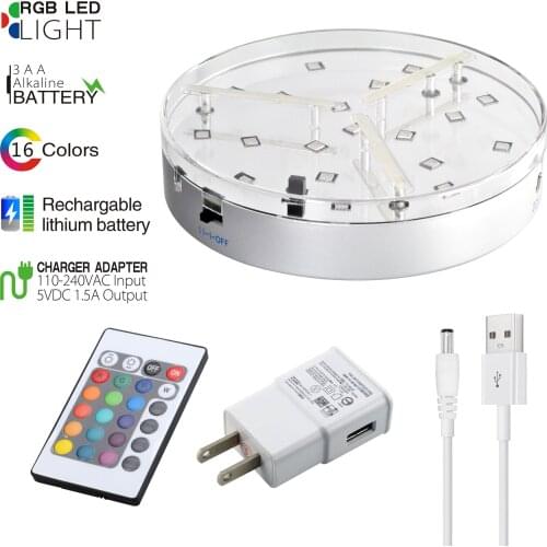 6inch LED Vase Lighting Base Living Room Vase Decoration Rechargeable Battery Operated with 24 keys Remote Controller 16 colors