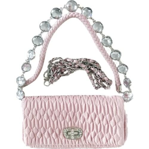 Temperament Women soft Leather Small Square bags Handbag Party Purse Chain Pink Sequined Luxury Crossbody Bag for Women 2020