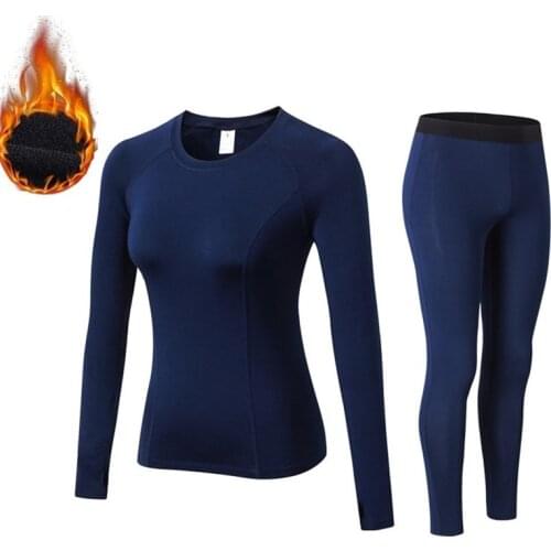 Women Thermal underwear thin fleece female long johns winter tight fitness solid color