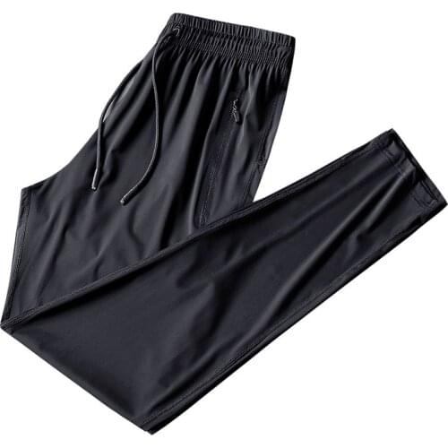 Thin Mens Ice Silk Pants Air Conditioning Trousers High Quality Beam Mouth Closing Straight Leg Pants Men Plus Size 8XL 9XL