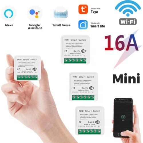 16A 10A Tuya WiFi Smart Switch Led Light Smart Life Push Module DIY Supports 2 Way APP Voice Relay Timer Alexa Google Home