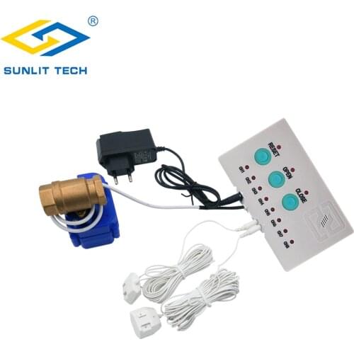 WLD-808 Wired Water Leak Sensor Alarm with 1pc 1/2" 3/4" 1"Valve Flood Water Leakage Overflow Detector For Home Kitchen Bathroom