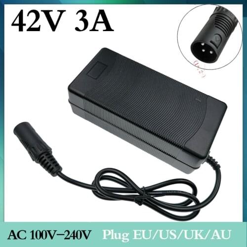 42V 3A Electric Scooter Battery Charger For 36V lithium battery electric bike Charger with 3-Pin XLR Socket/connector