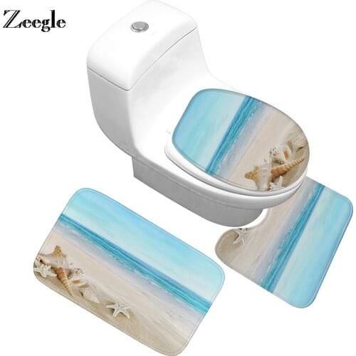 Zeegle Bath Mat Bathroom Carpet Anti-slip Shower Rom Floor Mat Toilet Bath Mat Set Memory Foam Absorbent Toilet Mat Bathroom Rug