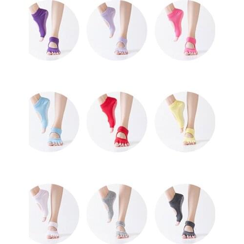 Women Breathable Five-Finger Hole Yoga Socks Backless Anti Slip Sport Socks Running Socks Spot Road Trampoline Sock Cycling Sock