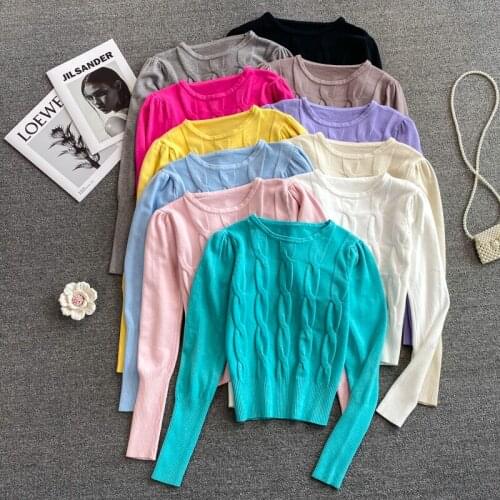 2021 New Autumn Winter Clothes Women Long Sleeve Cable Knitted Sweater Pullover Tops Crew Neck Soft Cozy Casual Jumper Sweaters