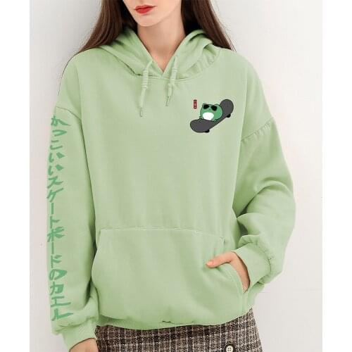 Winter Fall Frog Oversized Cotton Sweatshirt Men and Womens Hoodies Harajuku Warm Pullover Women Korean Style Hoodie
