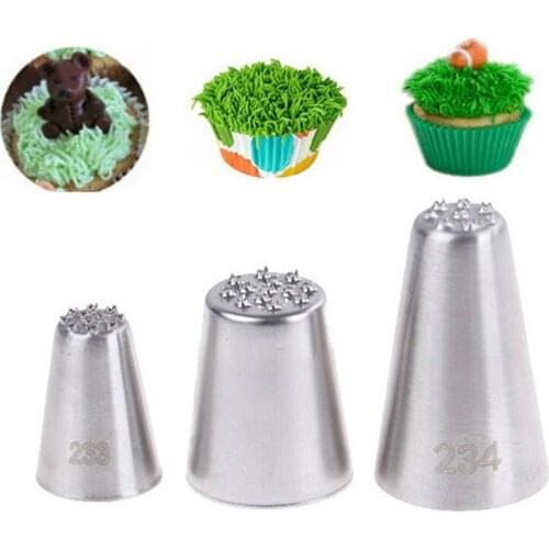 1/3Pcs Grass Cream Icing Nozzles Pastry Tools Stainless Steel Pastry Fury Decoration Cupcake Head Cake Decorating Tools Hot Sale