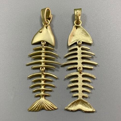 1 Piece Matt Gold Large Fish Bone Skeleton Charms Pendants for Necklace Jewellery Making Accessories 97x33mm