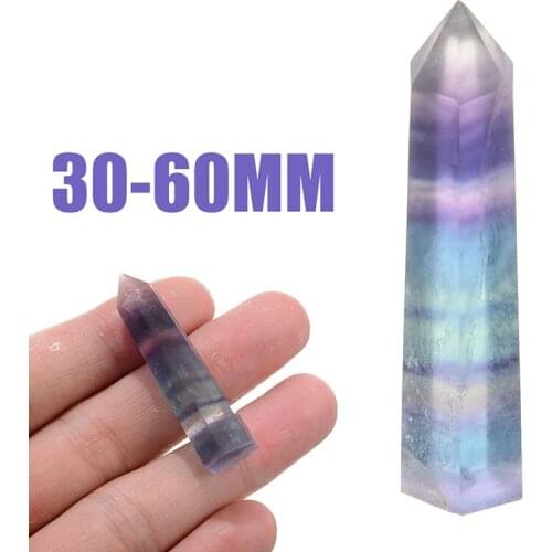 1PC Natural Fluorite Column 30-60MM Crystal Point Healing Wand Mineral Quartz Home Room Decoration Stone Color Random