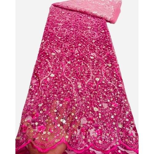 2021 Nigerian Mesh Net Lace African Multicolor Sequins Lace Fabric High Quality French Mesh Tulle Lace Fabric For Party Dress FJ