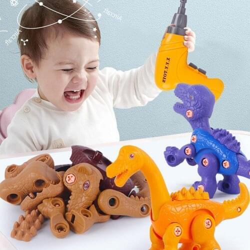 3PCS DIY Educational Assembling Toy Set Take Apart Dinosaur Toys Tyrannosaurus Tighten The Screws To Assemble Kids Handmade Toys