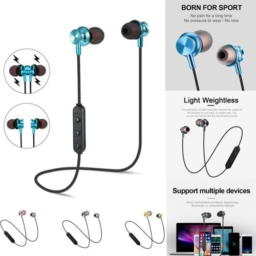 4.2 Bluetooth Earphone Sports Neckband Magnetic Wireless earphones Stereo Earbuds Music Metal Headphones With Mic For Phones 28