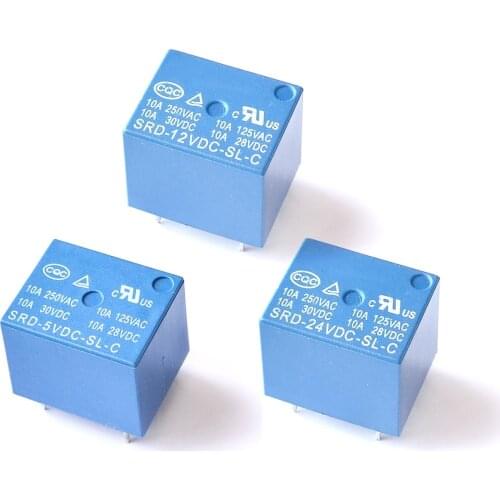 5PCS/lot Relays SRD-05VDC-SL-C SRD-12VDC-SL-C SRD-24VDC-SL-C 5V 12V 24V 10A 250VAC 5PIN T73