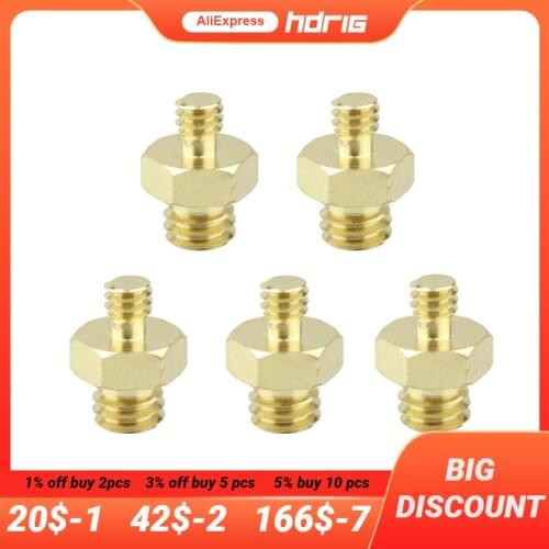 HDRIG 5Pcs Double Male Threaded Screw Adapter 1/4" to 3/8" Convert Adaptor Hexagon for Camera Accessories Tripod Monopod