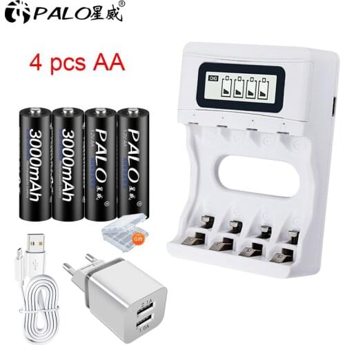 1.2V AA Battery Rechargeable Batteries Ni-MH Pre-charged Rechargeable Battery 2A Baterias+Smart USB charger for AA/AAA battery