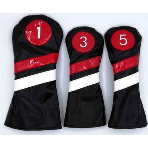 [2 Colors] SHOPGO Golf Clubs Headcovers Golf Driver Fairway Woods Covers 1 3 5 PU Leather Complete Set 3pcs/lot