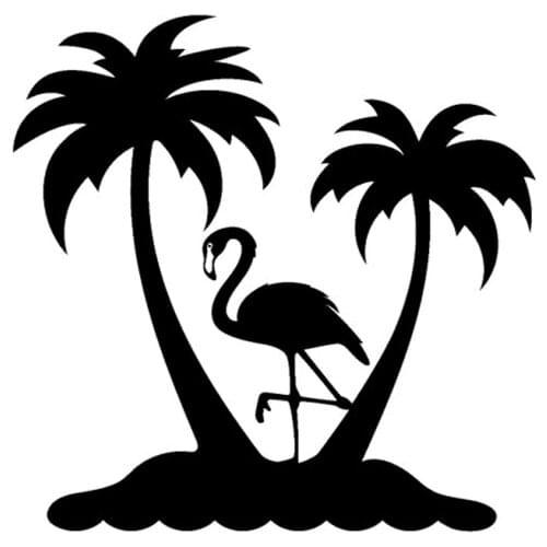 Dawasaru Fashion Flamingo Beach Palm Trees Car Stickers Personalized Decals Laptop Suitcase Auto Accessories PVC,17cm*16cm