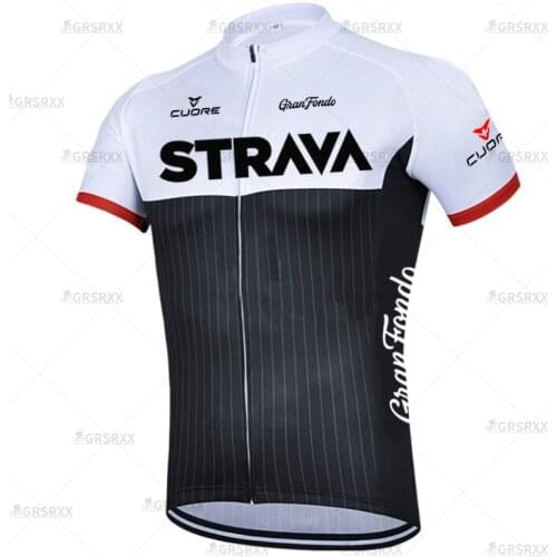 STRAVA Pro Bike Team Cycling Jersey Anti-UV Short Sleeve Jersey Summer Breathable Mens Cycling Clothing Anti-Pilling MTB Shirts