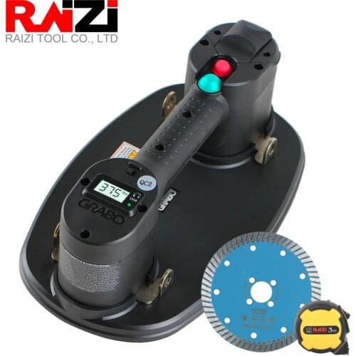 Raizi Grabo Electric Vacuum PRO-Lifter with Digital Pressure Sensor for Granite Glass Tile Porcelain Lifting with Cutting Disc