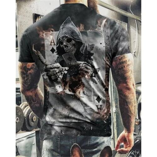 2021 Summer New Skull Printed T Shirt For Men Casual Oversized Short Sleeve Clothes Streetwear Hip Hop 3D Printing Top Tees