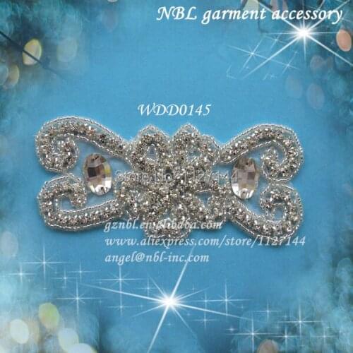 Crystal bridal beaded rhinestone applique for dress iron on WDD0145