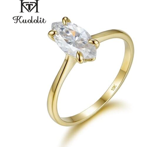 Kuololit 100% Natural marquise Moissanite 14K10K Yellow gold Rings for Women Solitaire ring for promise Anniversary gift for her