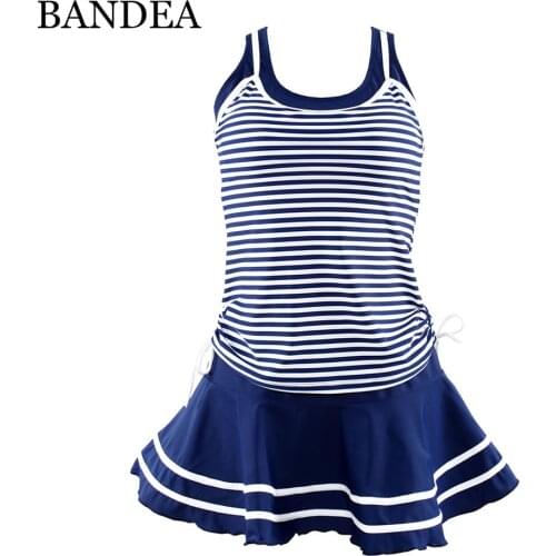 Bikini swimsuit 2019 Striped Vest Skirt Swimsuit Sports Swimwear 3 Piece Bathing Suit