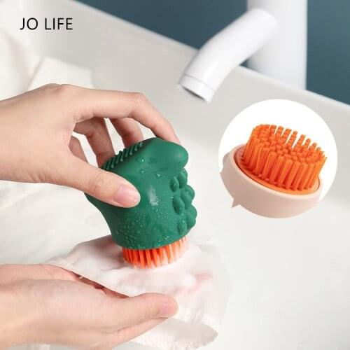 JO LIFE Mini Silicone Dinosaur Laundry Brush Multifunctional Bathroom Three Sided Underwear Cleaning Brush