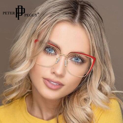 Fashion Square Metal Spectacles Frame Women Clear Lens Anti Blue Light Computer Eyeglasses Office Gaming Blue-ray Glasses