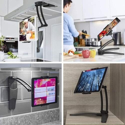 Tablet holder on wall for Samsung galaxy tab S7 S7+ plus 7''-12.4'' tablet universal desk wall support mount stand in kitchen