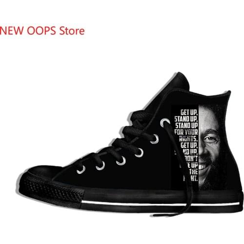 Get up Stand up Novelty Design Fashion Lightweight High Top Canvas Shoes Men Women Casual Breathable Sneakers