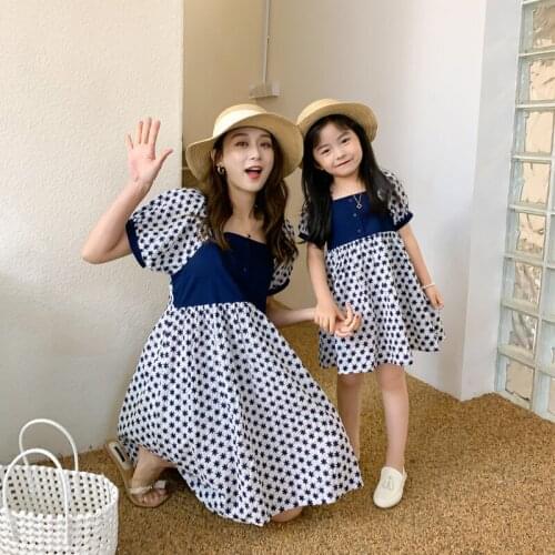 Family Look Mother And Daughter Clothes Dresses Summer Mom And Me Korean Casual Print Embroidery Dress Family Matching Outfits