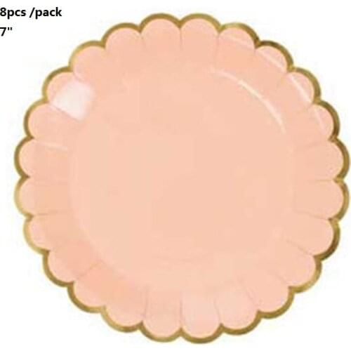 Disposable Tableware Serves Gold Cake Plate Plates Set Napkins Cups Gold Paper For Girl Women Baby Birthday Party Supplies