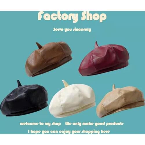 Korean version of the solid color beret female ins trend British retro British painter octagonal hat Japanese hat