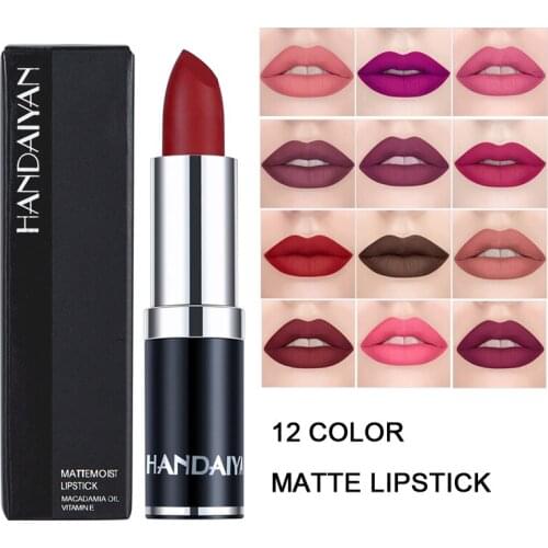 HANDAIYAN Professional matte Lips Makeup Waterproof Long Lasting Nude Pink Shimmer Lipstick Luxury Makeup