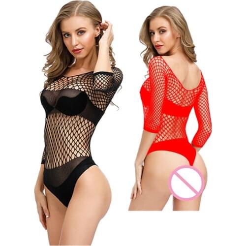 Sexy Fishnet Bodysuit Women Perspective Backless Babydoll Sexy Teddy Lingerie Halter Temptation Erotic Costumes Porn Underwear