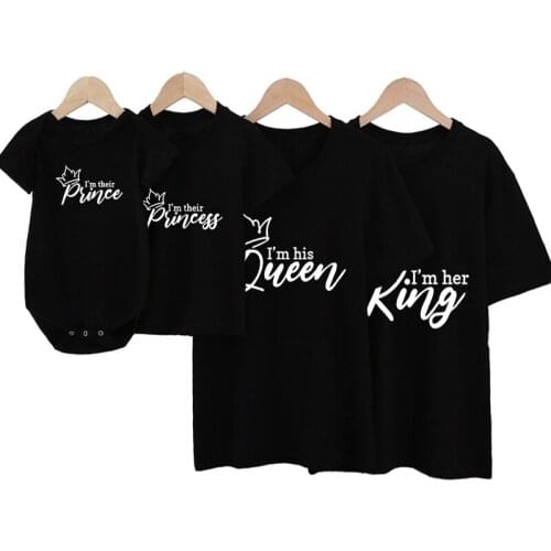 Family Matching Clothes Mother Father Daughter Son Kid Tshirt Family Crown King Queen Prince Princess Clothes Mommy and Me Top