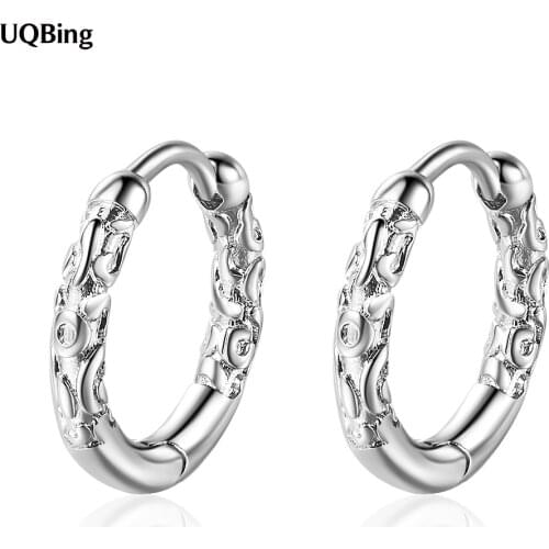 Geometric 925 Sterling Silver Round Vintage Clip Earrings Exquisite Jewelry Gift for Women